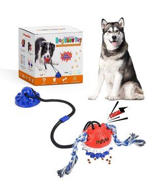 Interactive Suction Cup Dog Toy for Aggressive Chewers - Squeaky Tug Ball